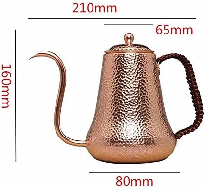UXZDX Kahve Çay Potu Saf Kırmızı Bakır Damla su ısıtıcısı Gooseneck Emzik Uzun Ağız Demlik Homehold Drinkware
