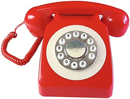 Kablolu Retro Telefon, TelPal Kırmızı 80'lerin Klasik Telefon/Sabit Telefon/Ev/Ofis / Otel için Kablolu Antika Telefon